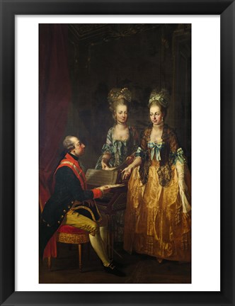 Framed Portrait of Emperor Joseph II at the Piano with His Sisters Maria Anna and Maria Elisabeth Print