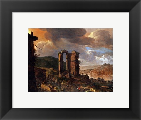 Framed Landscape with Roman Ruin Print