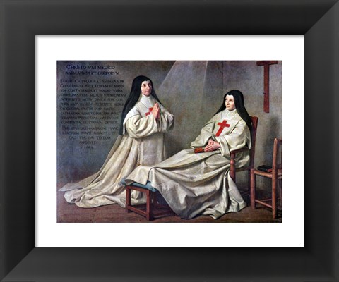 Framed Mother Catherine-Agnes Arnault and Sister Catherine de Sainte Suzanne de Champaigne Print