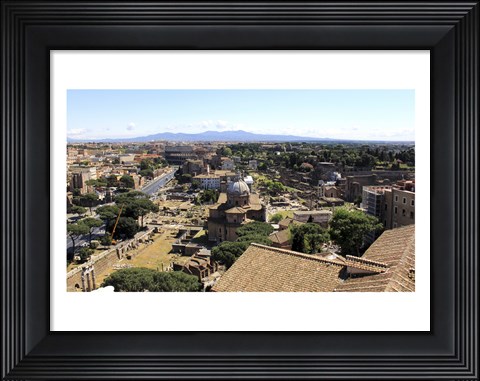 Framed View of Monument to Vittorio Emanuele II to Forum Romanum and Colosseum, Rome, Italy Print