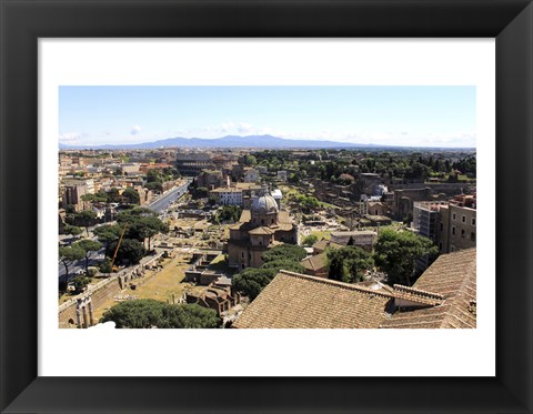 Framed View of Monument to Vittorio Emanuele II to Forum Romanum and Colosseum, Rome, Italy Print