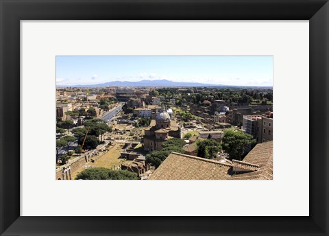 Framed View of Monument to Vittorio Emanuele II to Forum Romanum and Colosseum, Rome, Italy Print