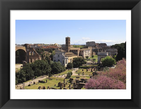 Framed Look from Palatine Hill Francesca Romana, Arch of Titus and Colosseum, Rome, Italy Print