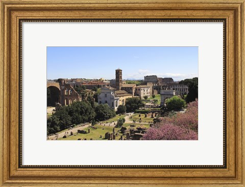 Framed Look from Palatine Hill Francesca Romana, Arch of Titus and Colosseum, Rome, Italy Print