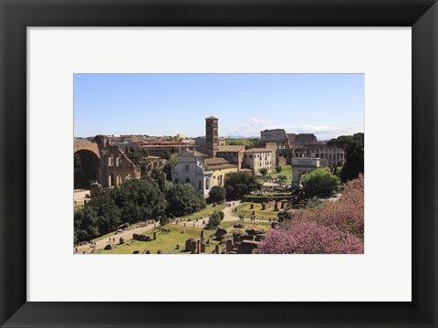 Framed Look from Palatine Hill Francesca Romana, Arch of Titus and Colosseum, Rome, Italy Print