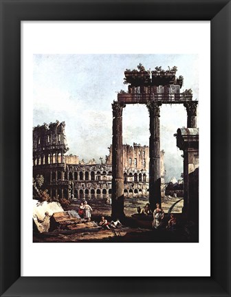 Framed Colosseum and the ruins of the Temple of Castor et Pollux Print