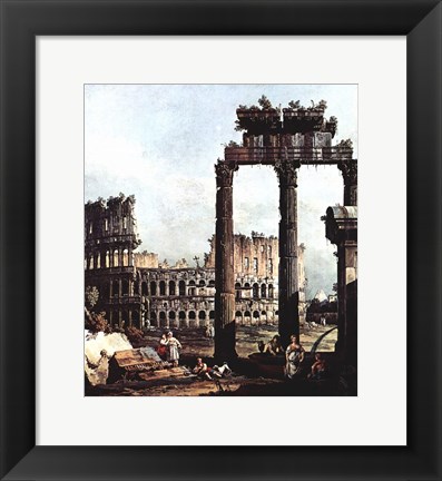 Framed Colosseum and the ruins of the Temple of Castor et Pollux Print