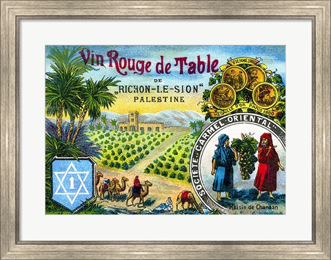 Framed Red table wine from Rishon de Zion Palestine Print