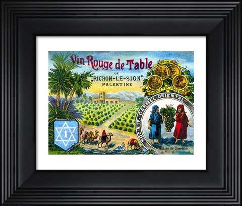 Framed Red table wine from Rishon de Zion Palestine Print