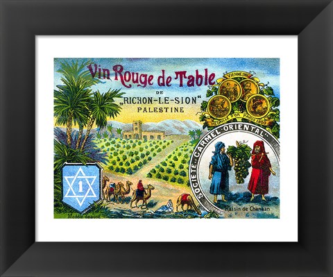 Framed Red table wine from Rishon de Zion Palestine Print