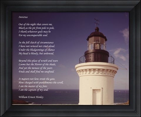 Framed Invictus Poem (lighthouse) Print