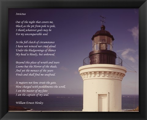 Framed Invictus Poem (lighthouse) Print