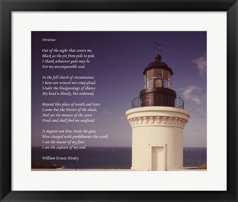 Framed Invictus Poem (lighthouse) Print