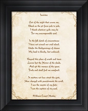 Framed Invictus Poem Print