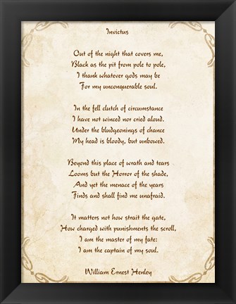 Framed Invictus Poem Print