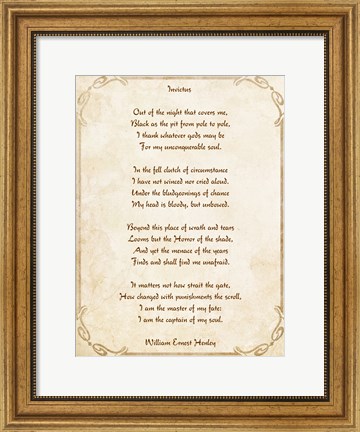 Framed Invictus Poem Print