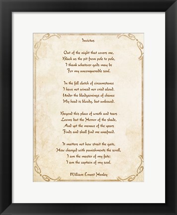 Framed Invictus Poem Print