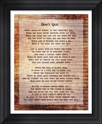 Framed Don&#39;t Quit Poem Print