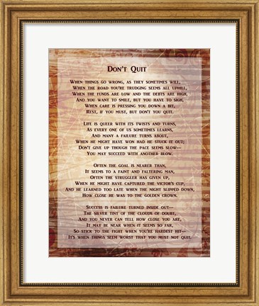 Framed Don&#39;t Quit Poem Print