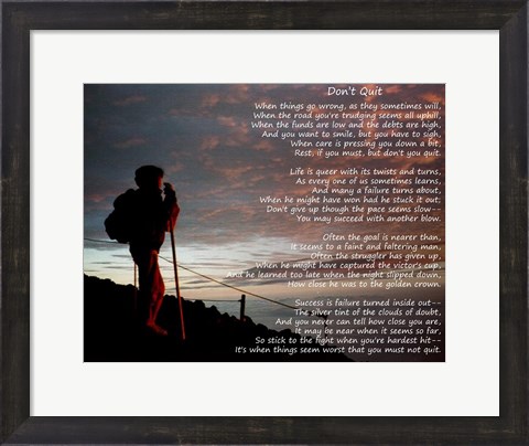 Framed Don&#39;t Quit - hiker Print