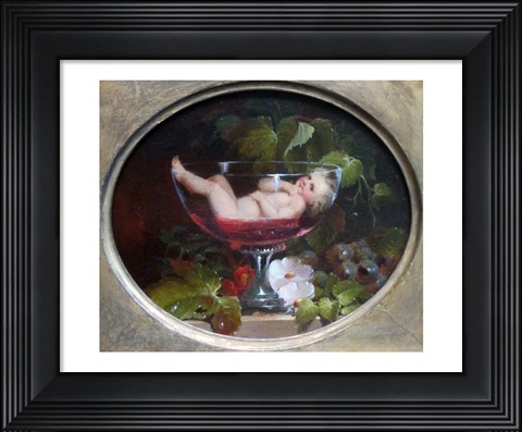 Framed Cupid in a Wine Glass Print