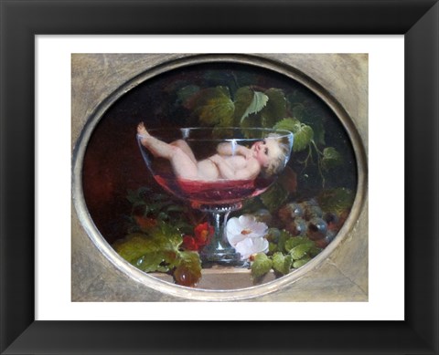 Framed Cupid in a Wine Glass Print