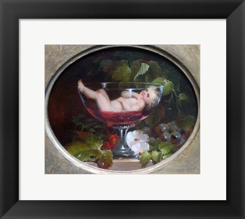 Framed Cupid in a Wine Glass Print