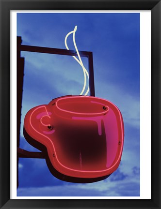 Framed Neon Coffee Cup Sign Print