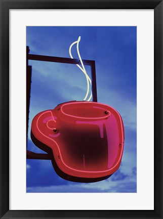 Framed Neon Coffee Cup Sign Print