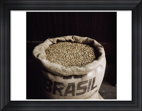 Framed Coffee Beans in a Burlap Sack Print