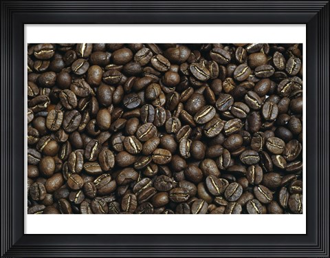 Framed Close-up of coffee beans Print