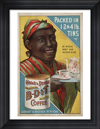 Framed Carhart &amp; Brother Celebrated B-D &amp; T Roasted Coffee Print