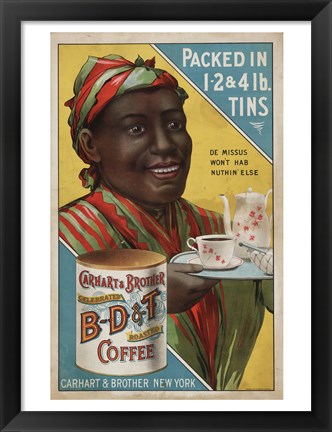 Framed Carhart &amp; Brother Celebrated B-D &amp; T Roasted Coffee Print