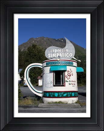 Framed Espresso Simpatico Coffee Shop, Seward, Alaska Print