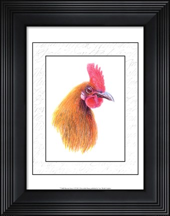 Framed Rooster Insets I Print
