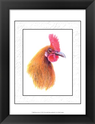 Framed Rooster Insets I Print