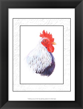 Framed Rooster Insets II Print