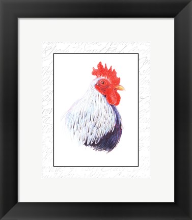 Framed Rooster Insets II Print