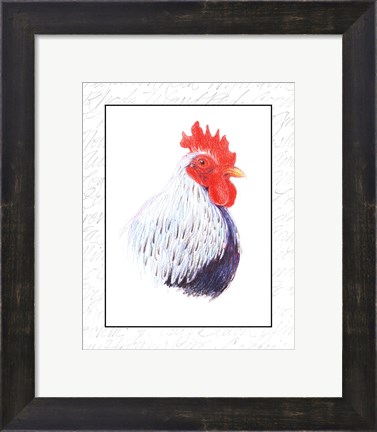 Framed Rooster Insets II Print