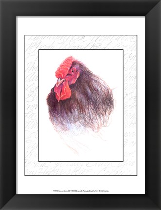 Framed Rooster Insets III Print