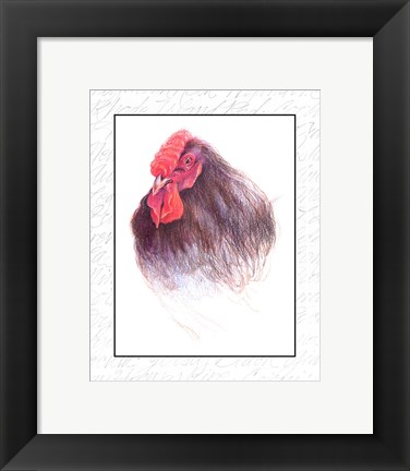 Framed Rooster Insets III Print