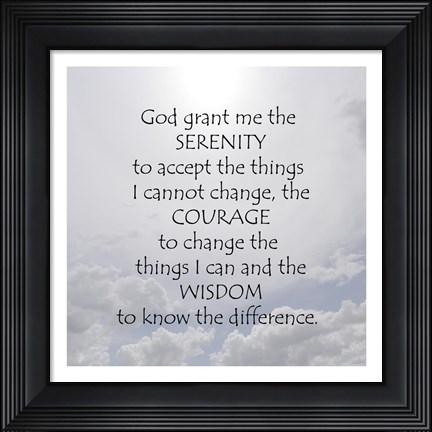 Framed Serenity Prayer - clouds Print