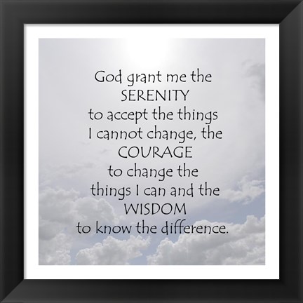 Framed Serenity Prayer - clouds Print