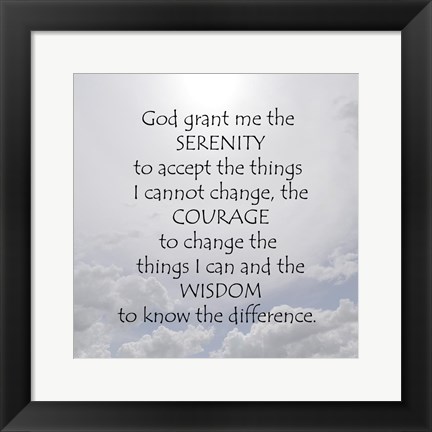 Framed Serenity Prayer - clouds Print