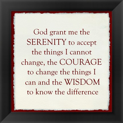 Framed Serenity Prayer - red border Print