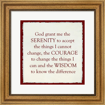 Framed Serenity Prayer - red border Print