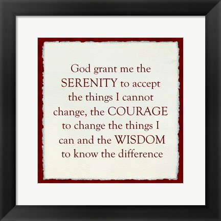 Framed Serenity Prayer - red border Print