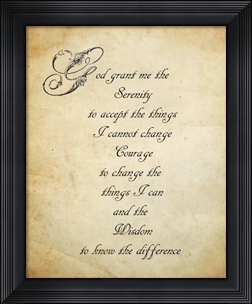 Framed Serenity Prayer - quote Print