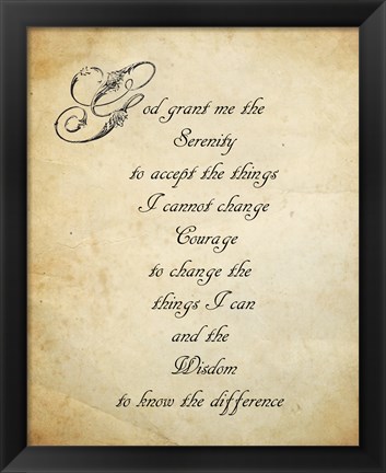 Framed Serenity Prayer - quote Print