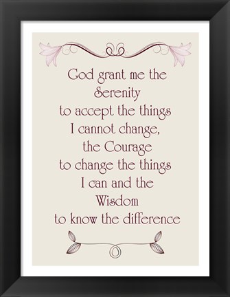 Framed Serenity Prayer quote Print